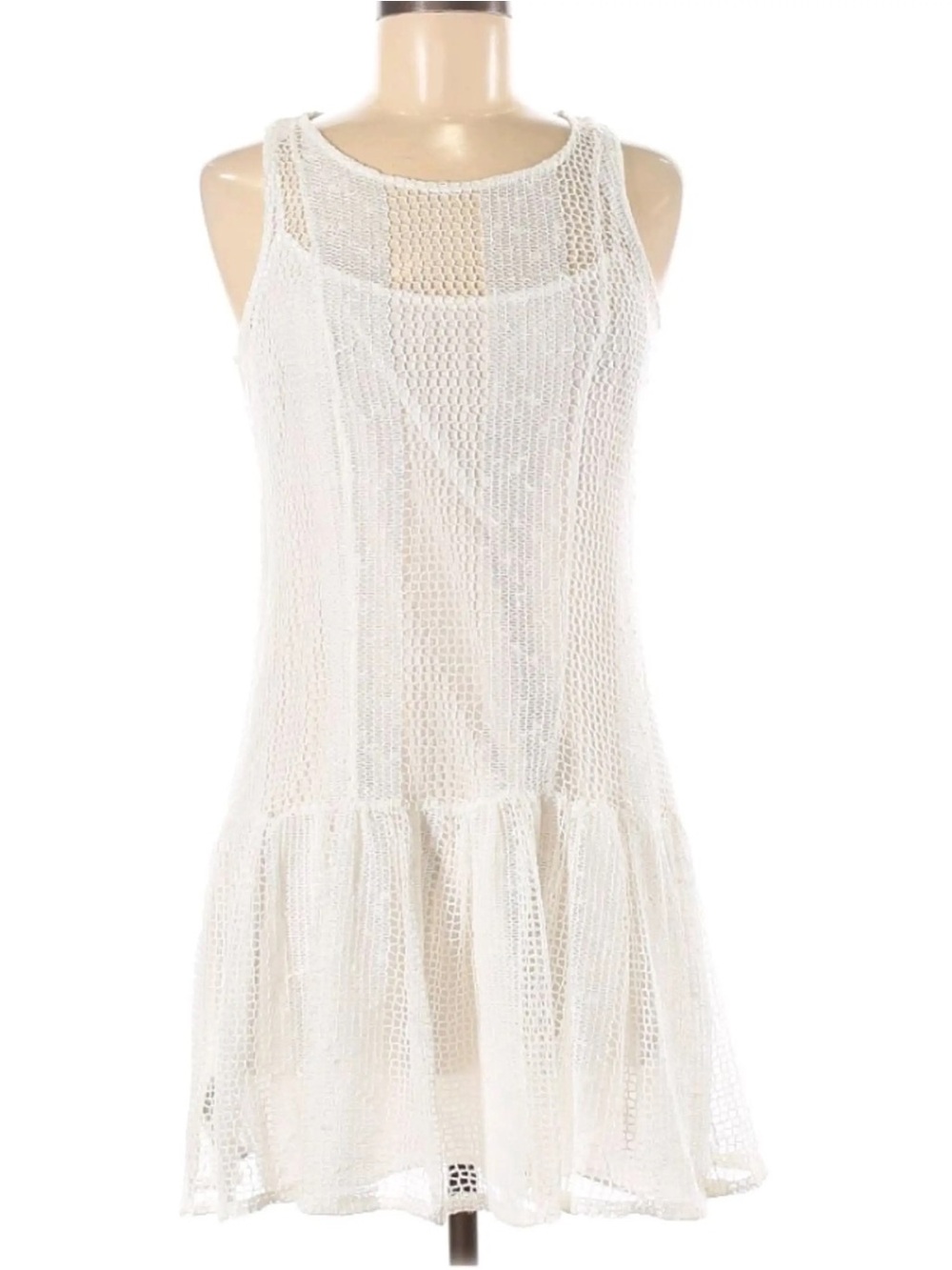 BCBGeneration Lightweight White Crochet Tank Dress